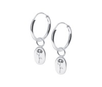 Aster Birth Flower Silver Hoop Earring Charms HO-2703